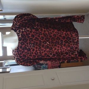 Dolan animal print velour/velvet long sleeved top size xs